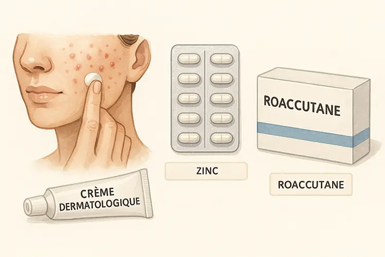 Traitement acné : conseils d’un médecin esthétique - illustration des différents traitements – crème, gélules, Roaccutane