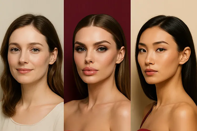 Tendances esthétiques dans le monde - montage comparatif de résultats esthétiques France / USA / Asie