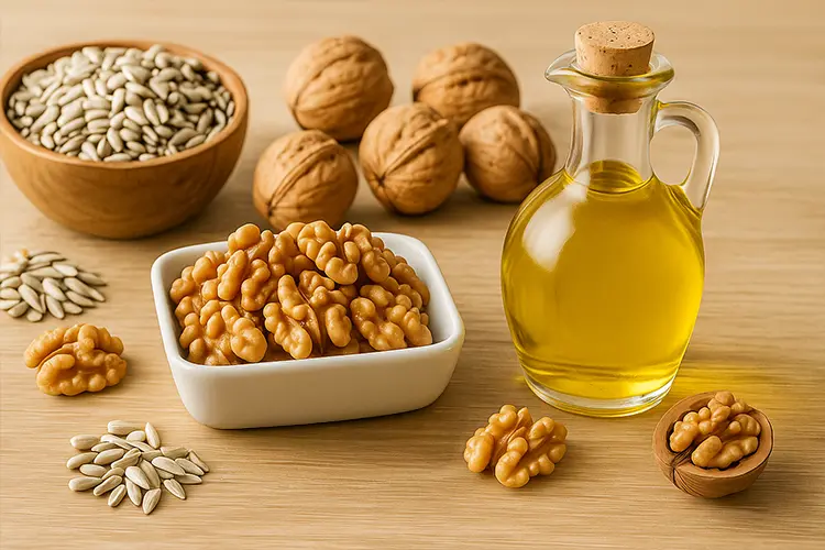 Huiles et santé : bonnes ou mauvaises - noix, graines et huiles de tournesol